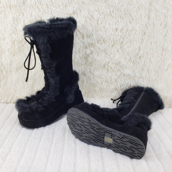 Cub 311 Platform Furry Mammoth Stomper Knee Boots - Picture 7 of 11